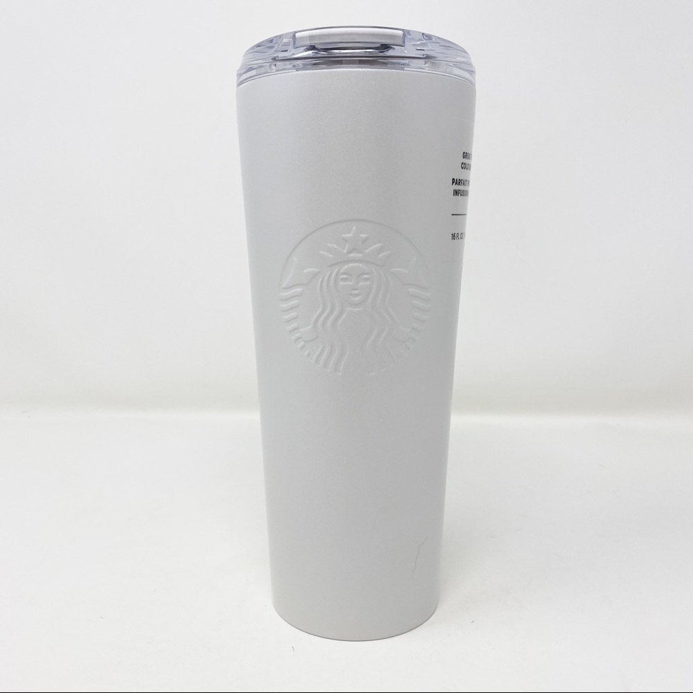 STARBUCKS Pearl White Shimmer Stainless Steel Cold Brew Tumbler - Picture 2 of 11